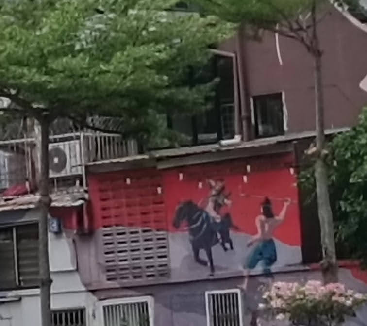 Wall art facing canal during canal trip