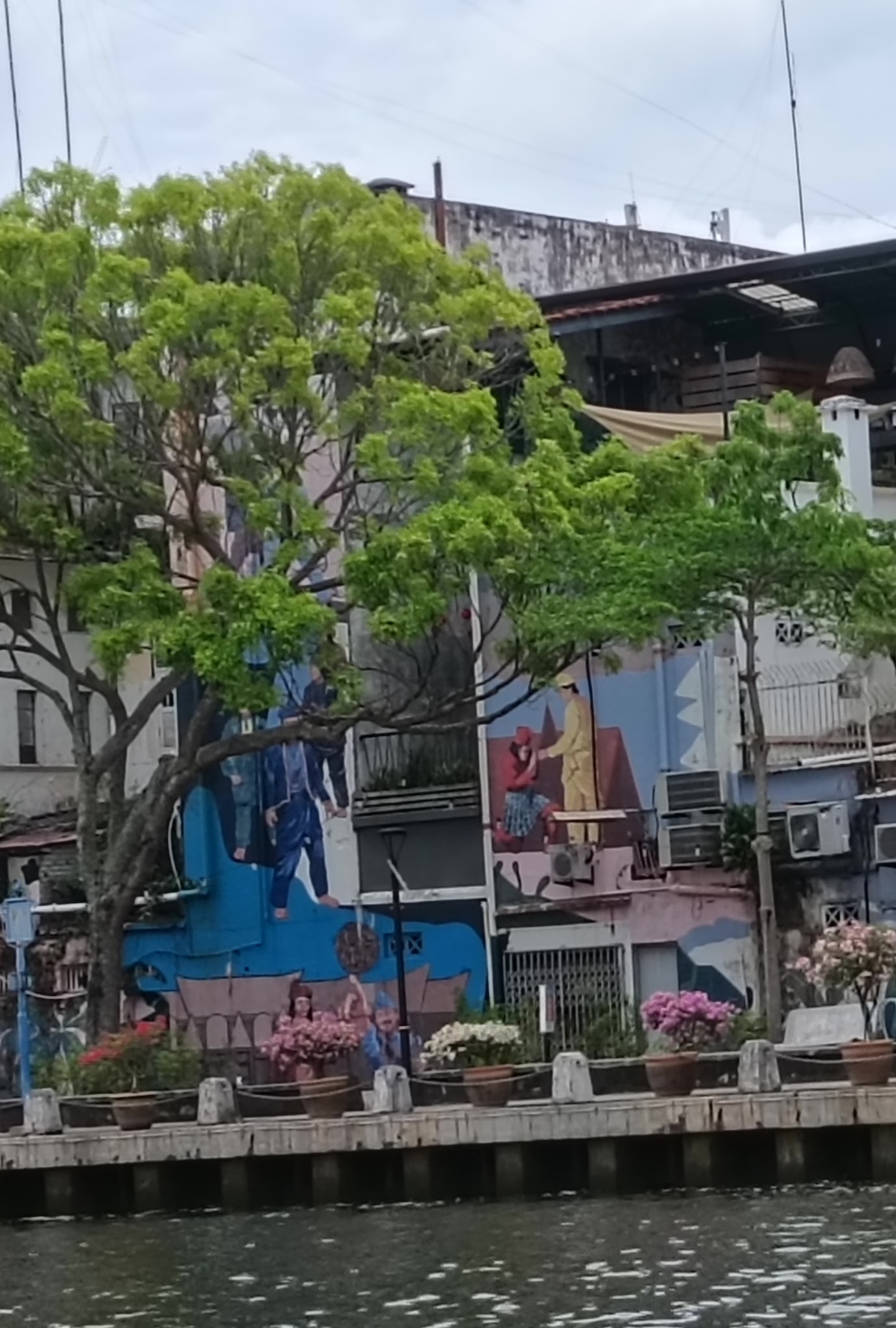 Wall art facing canal during canal trip