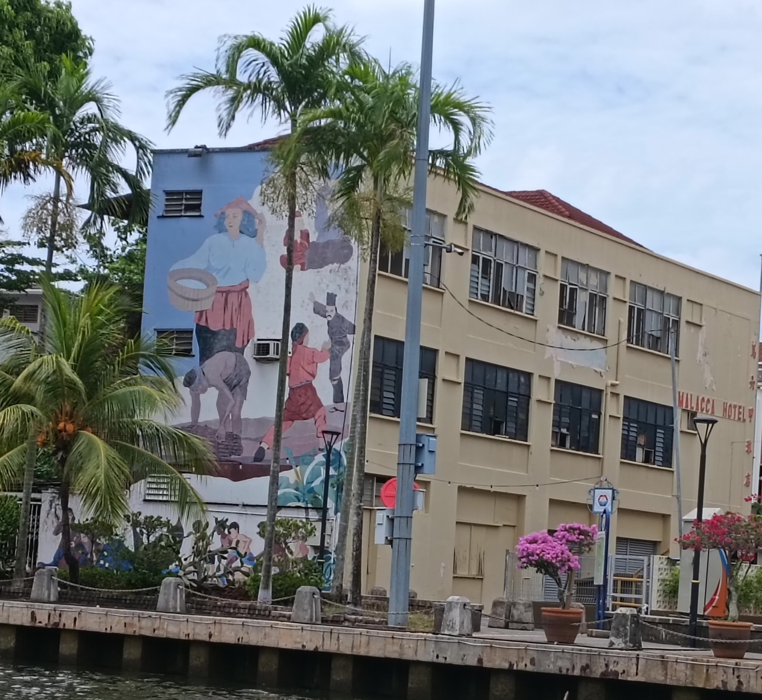 Wall art facing canal during canal trip